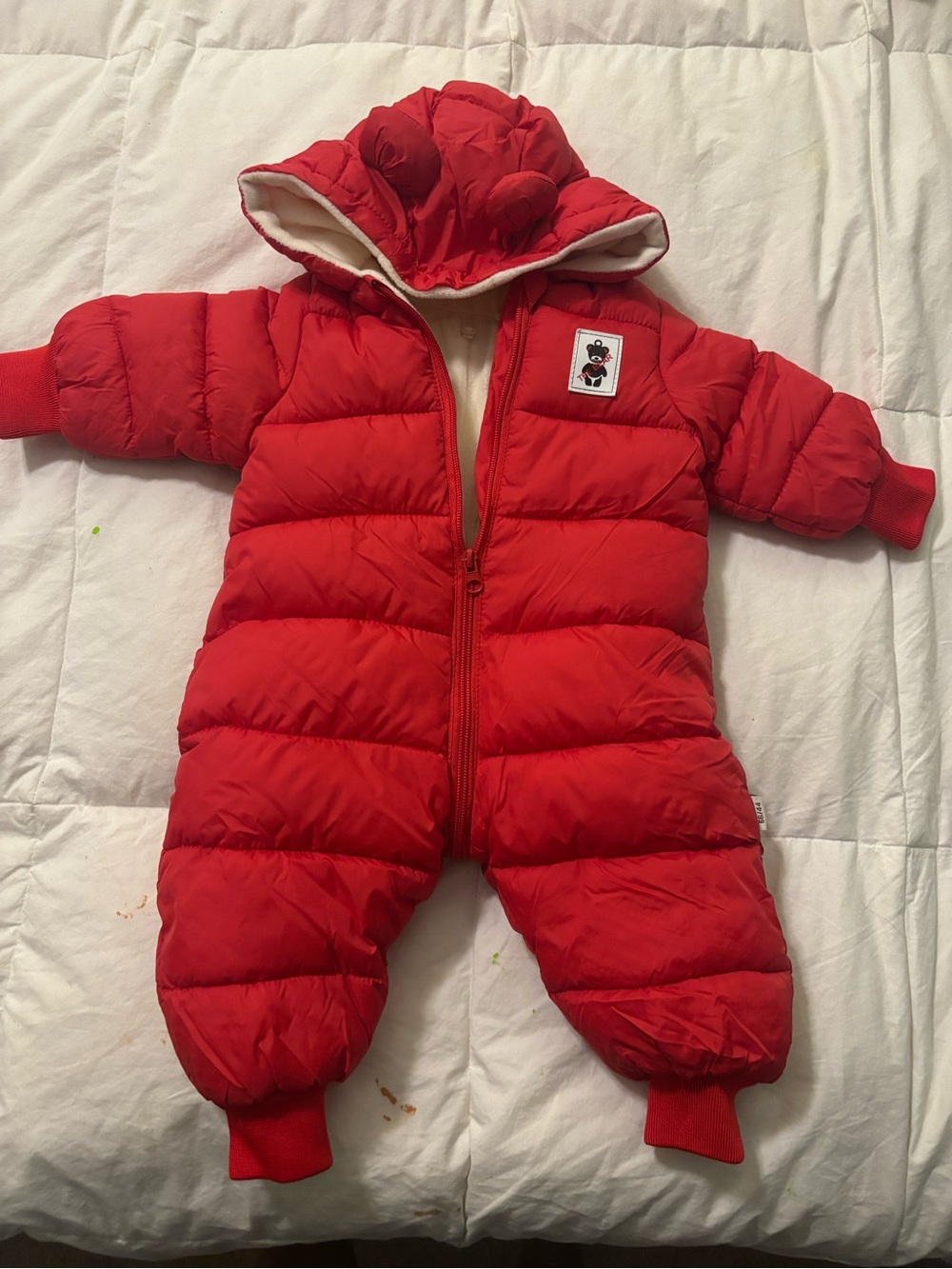 Red Puffer Baby One-Piece Snowsuit